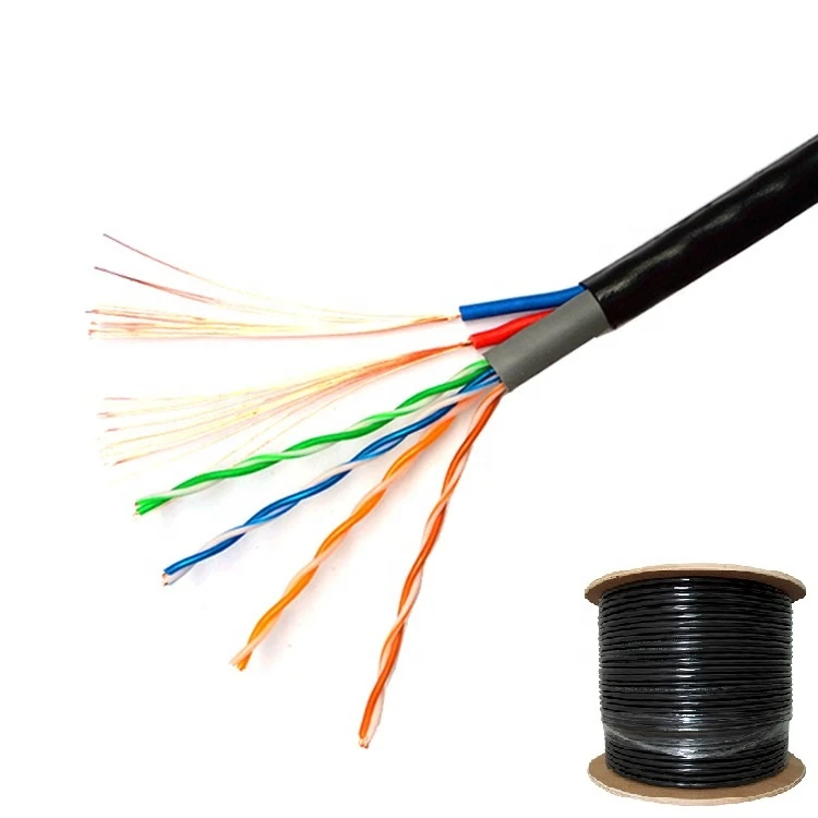 Network Cable with Power  Figue 8 type UTP FTP Cat5e Cat6 +2C Power Cable for CCTV Camera Cabling