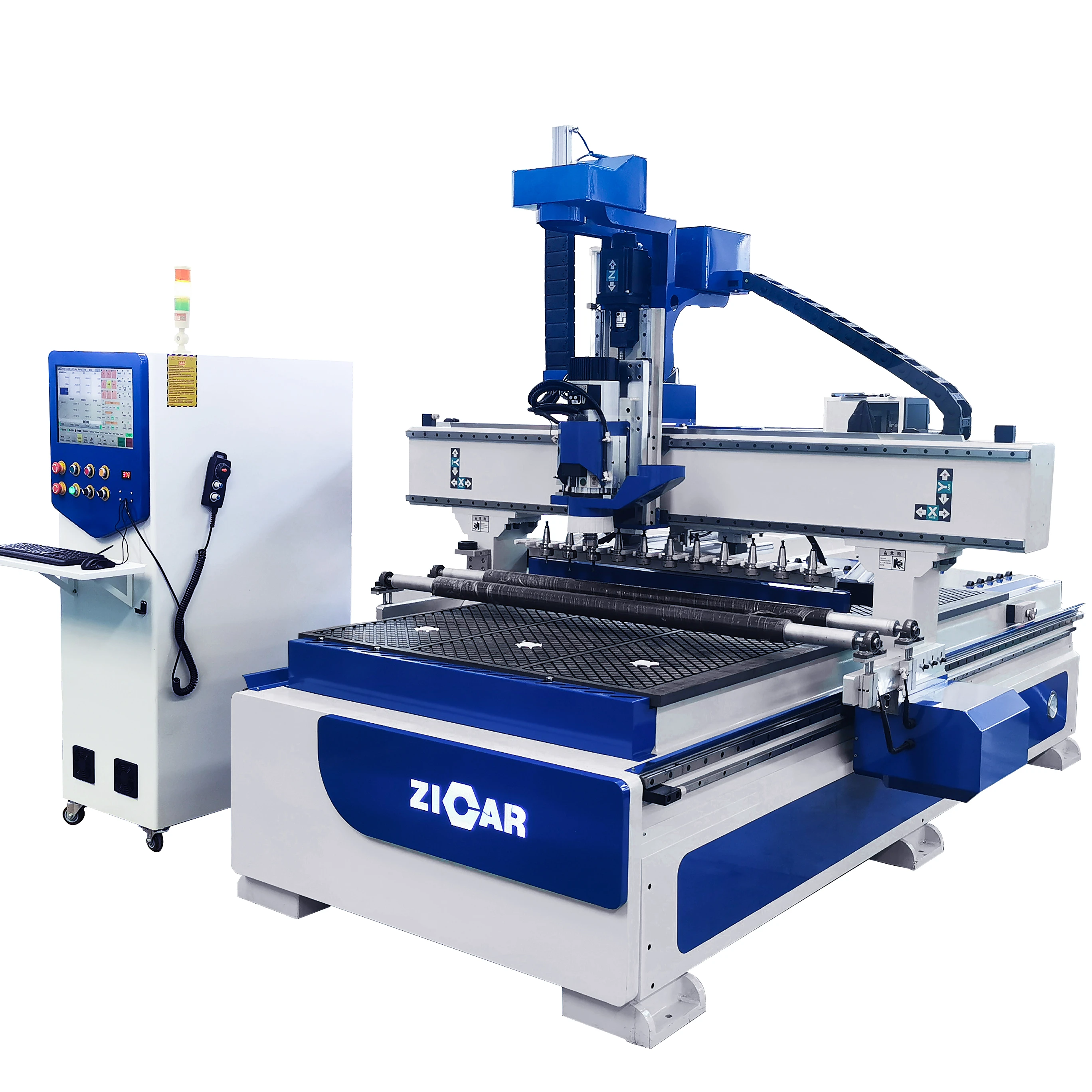 ZICAR  3d 3axis wood engraver machine cnc router withe In-line tool changer Suitable for finer patterns on doors and cabinets