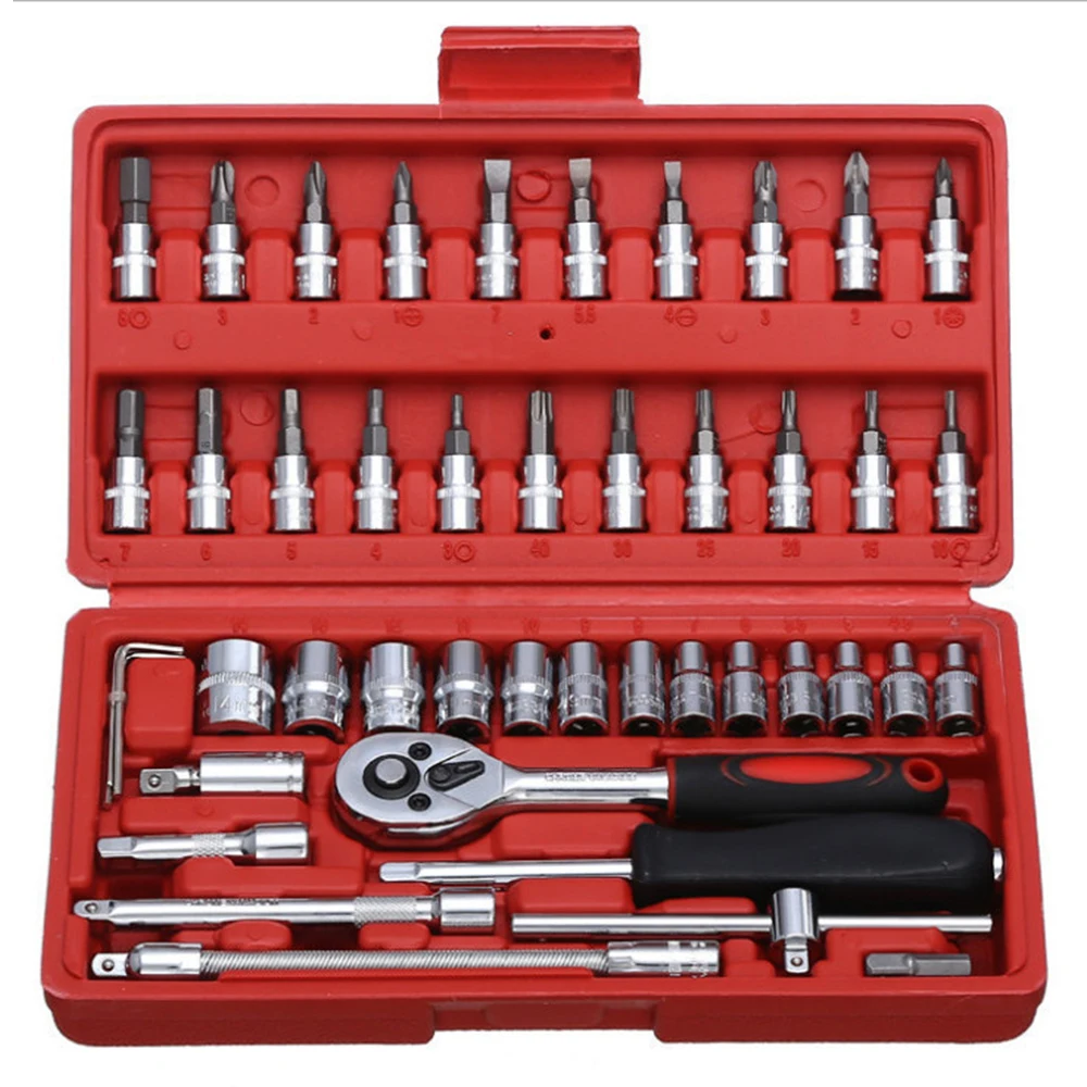 INNO Long Socket Wrench Set 24-tooth Straight Handle Rubber Multipurpose Sleeve Ratchet Wrench