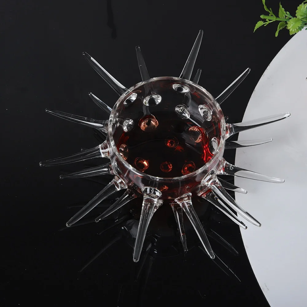 2024 newest Custom irregular geometric glass terrarium 200ml Sea Urchin Bowl stemless wine cocktail glass cup for bar party