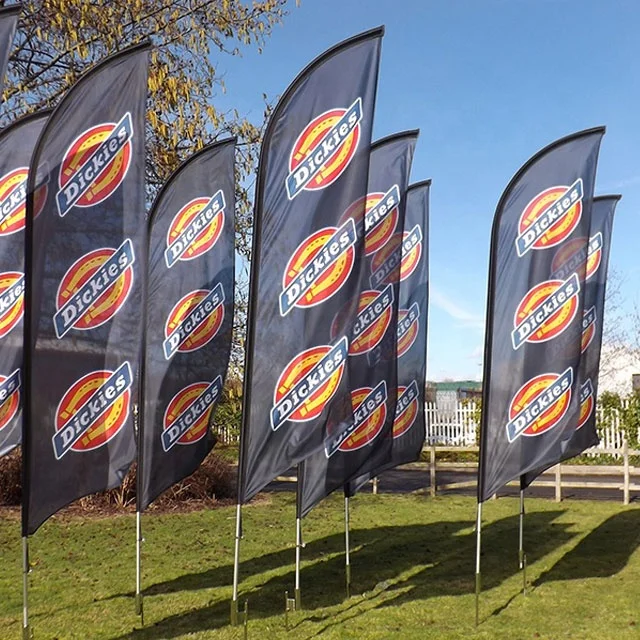 outdoor custom printed polyester feather banner and flag with flexible beach flag pole