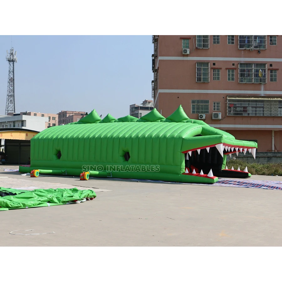13x6m giant crocodile adults inflatable obstacle course from China inflatable alligator obstacle course factory