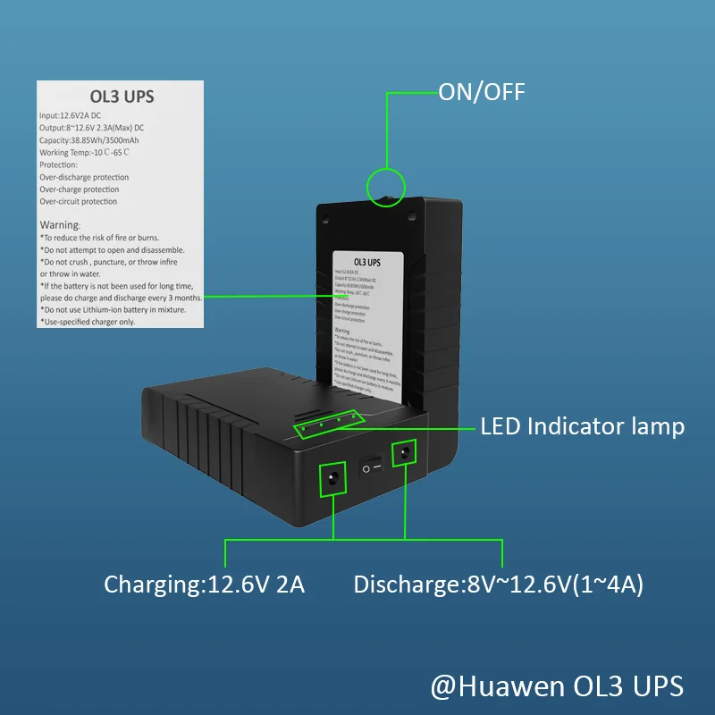 High Energy OL3 12V DC Mini UPS 3500mAh Mini UPS For WIFI/Router/Moden/CCTV