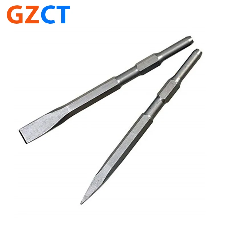 Steel Long Hex Flat/Pointed Chisel Electric Demolition Hammer Bit for Tile Masonry Concrete and Brick
