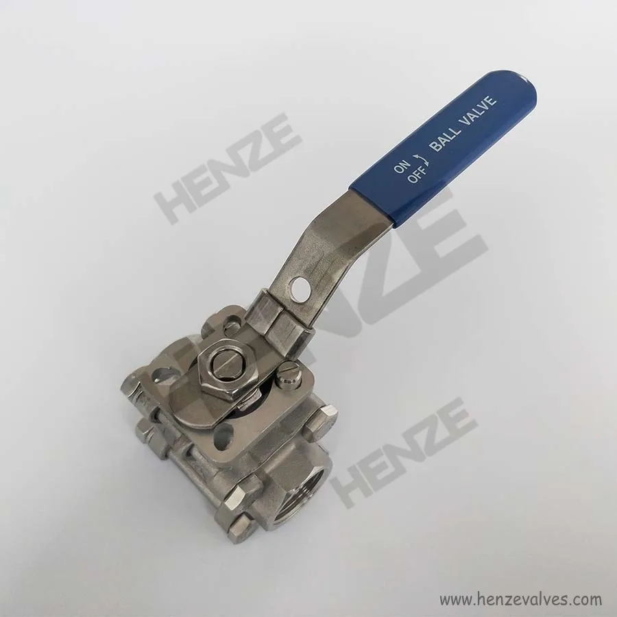 3 pieces Stainless steel Ball Valve with direct mounting pad ISO 5211