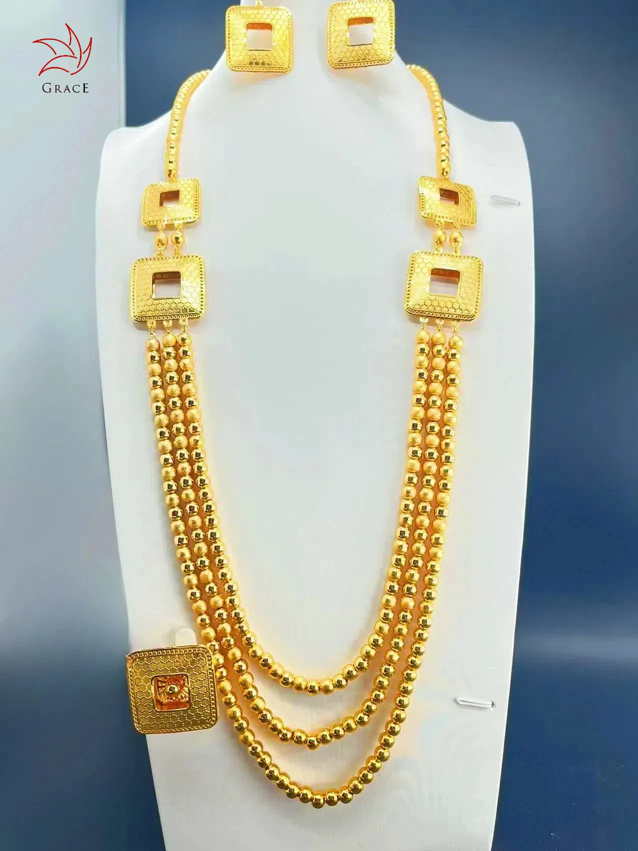 2024 New Round Bead Tassels Necklace Set Arabic Jewelry Dubai gold jewelry necklaces Wholesales Accessories For Women