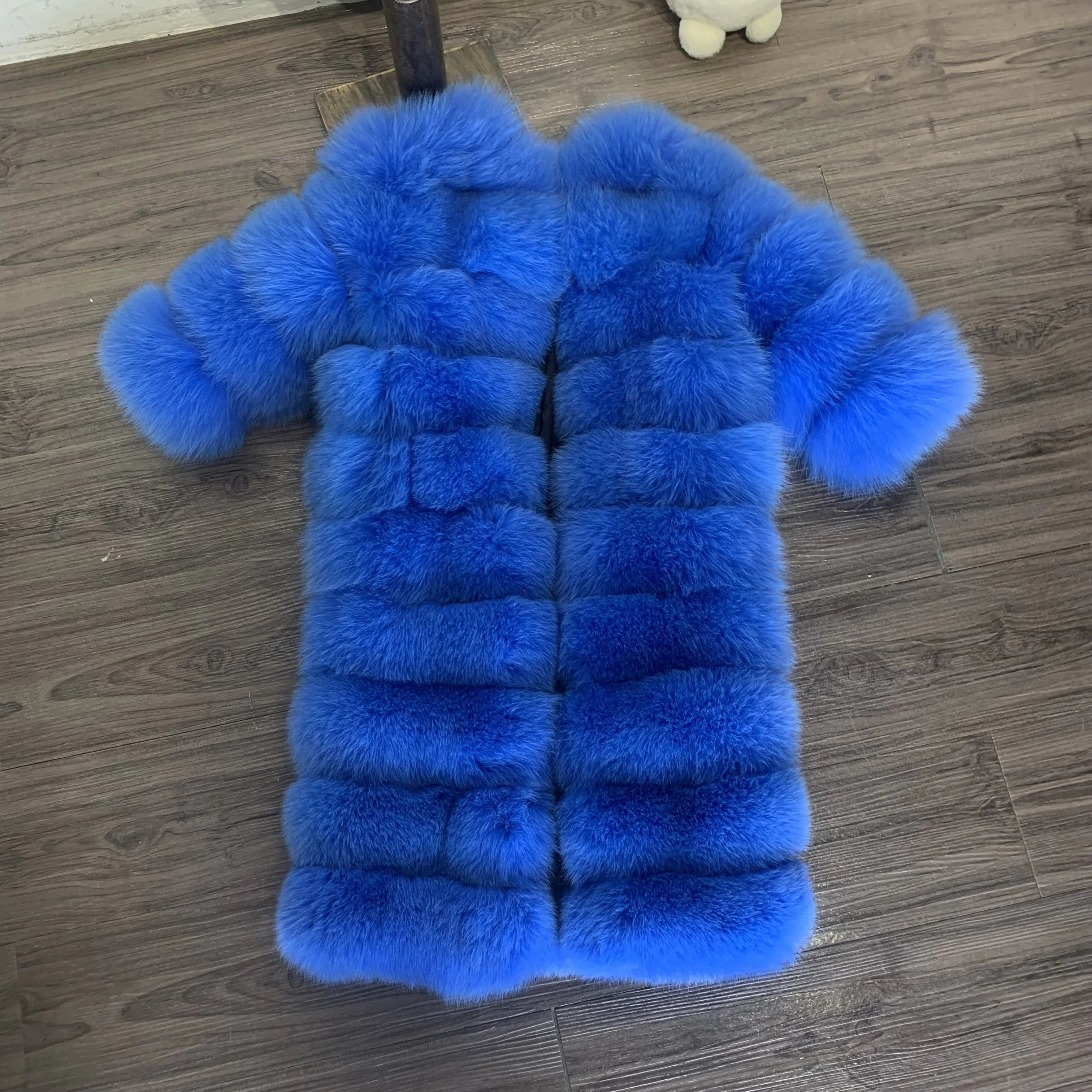 Hot Sale Warm Kids fox Fur Coat Long Coat 100% Natural Fur Winter Fur Coats for Girls
