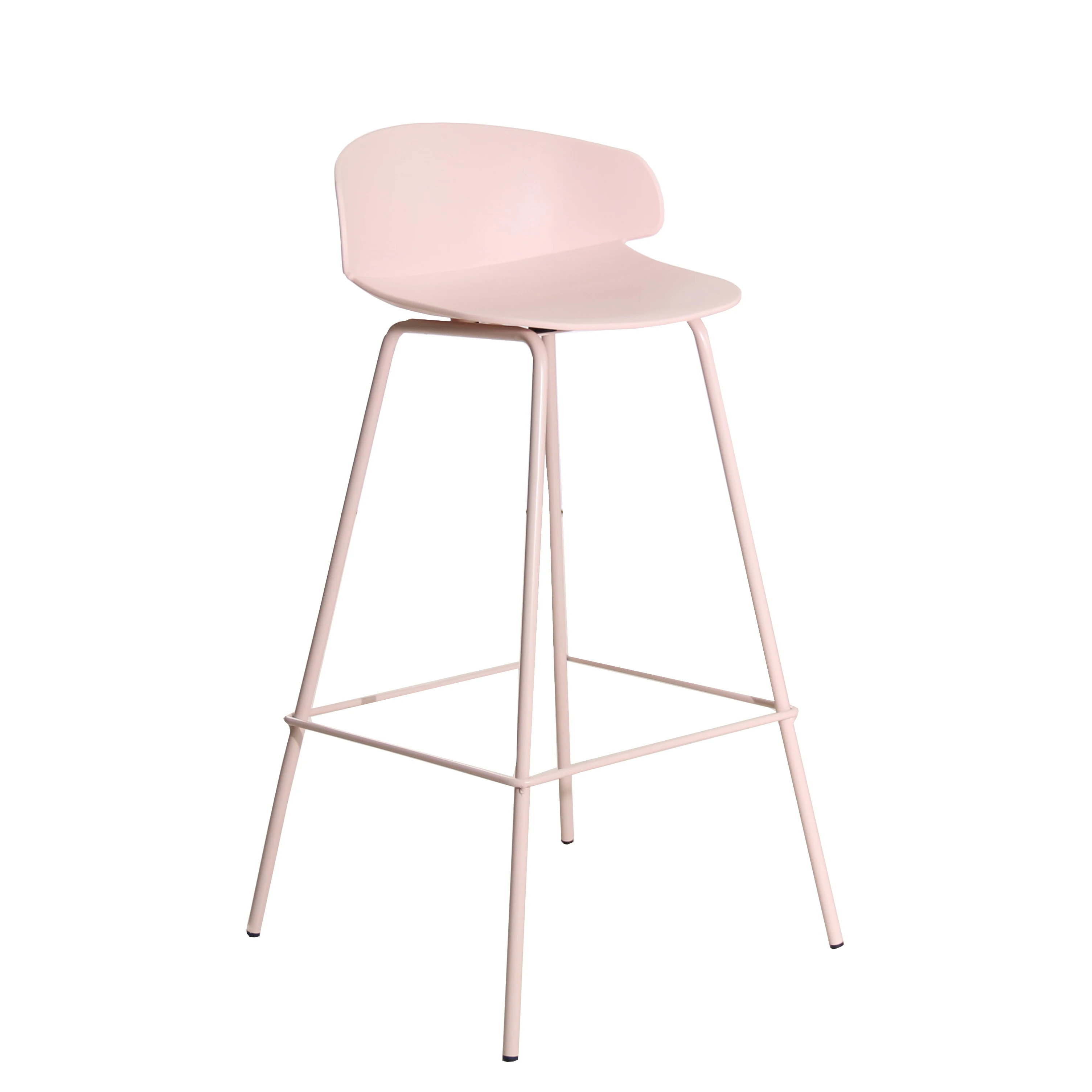 Counter Height Tall Luxury High White Black Nordic Kitchen Modern Cheap Pp Plastic Bar Stool With Powder Coated Iron Metal Legs