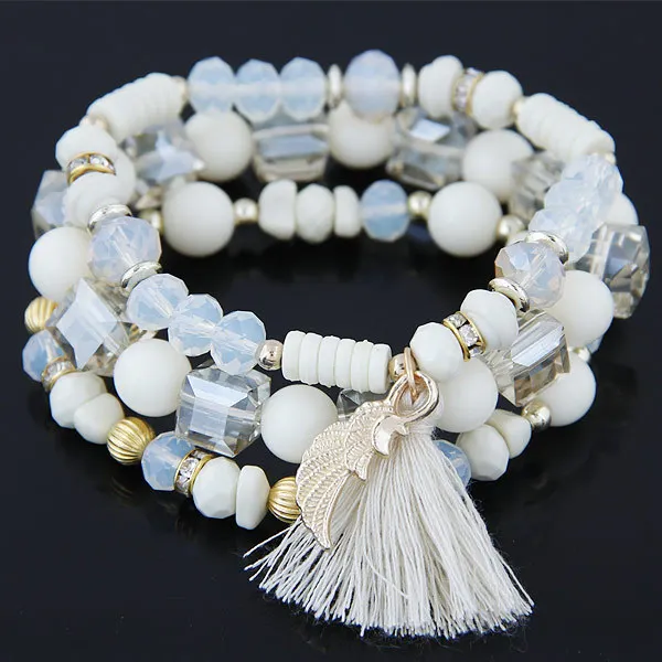 2022 Hot Selling Tassel Bracelet Handmade Multi Color Beaded Set DIY Style Accept Clients Logo Charm Cheap
