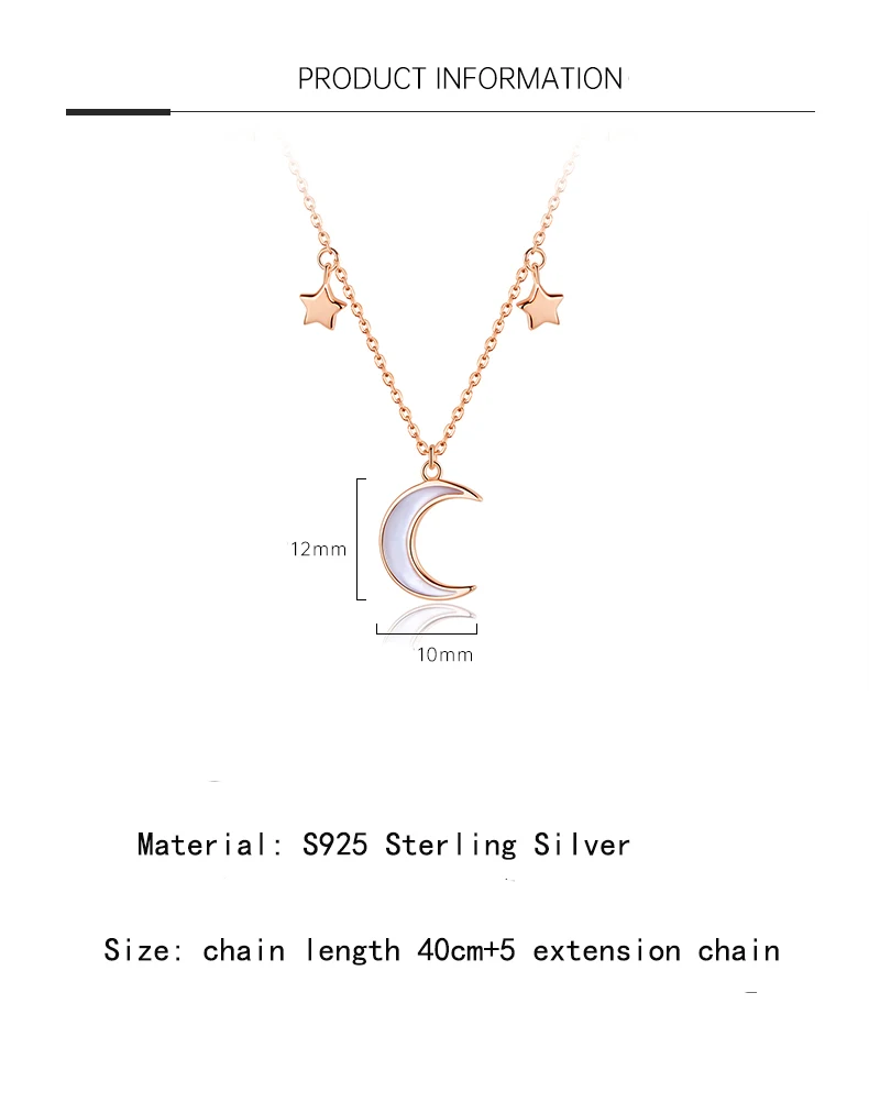 2023 Fashion Statement 925 Sterling Silver Star And Moon Necklace For Women