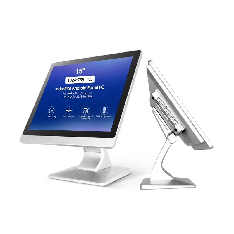 15 inch Vesa Mount IP65 Capacitive Touch Screen All in One Desktops Computer Industrial A64 Android Panel PC with Rj45 and Rs232