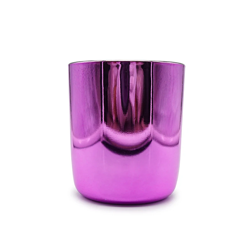 new designs candle container Electroplated Round Bottom Rainbow candle holder glass jar
