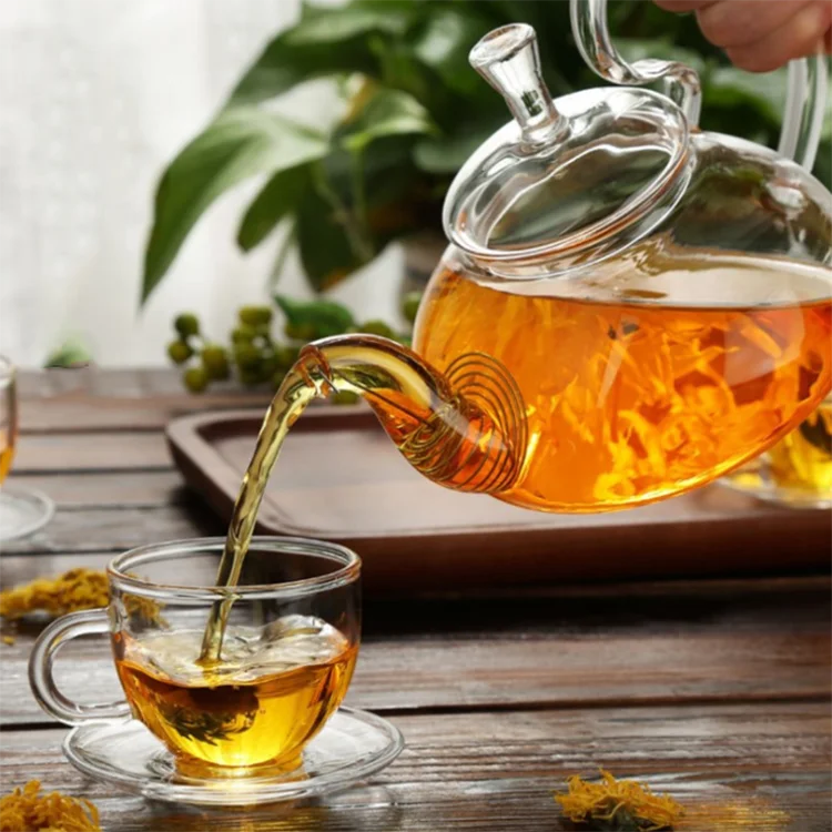 Transparent high borosilicate teapot heat resistant glass tea pot with infuser