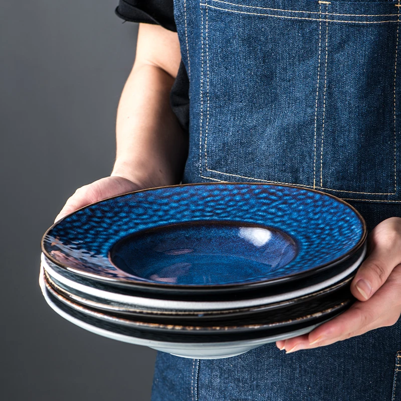 Western Nordic Style Pasta Dish Home Restaurant Cafe Dishes Serving Saucer Soup Bowl Ceramic Straw Hat Deep Plate Tableware