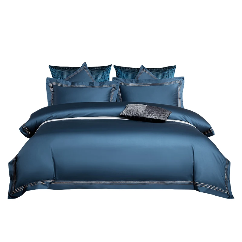 Silk Soft Cotton Hotel Quality Color Customized Size Embroidered Bedding Sets Duvet Cover with Pillow case
