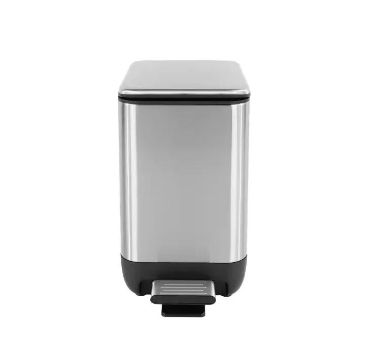 Stainless Steel 410 9L Rectangle Pedal Bin Soft Close Bathroom Trash Bin Household Kitchen Trash Bin with Stable Pedal