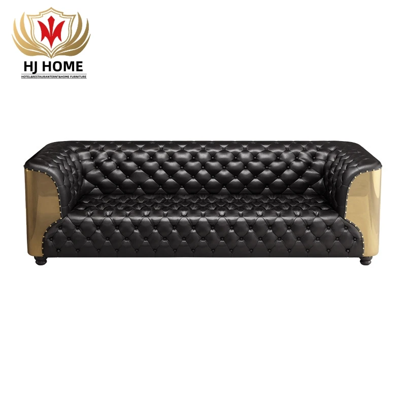 HJ HOME Accent Loft Style Aviator Leather Classic Luxury Sofa Chair Bar Seating Aluminum Antique Vintage Couch