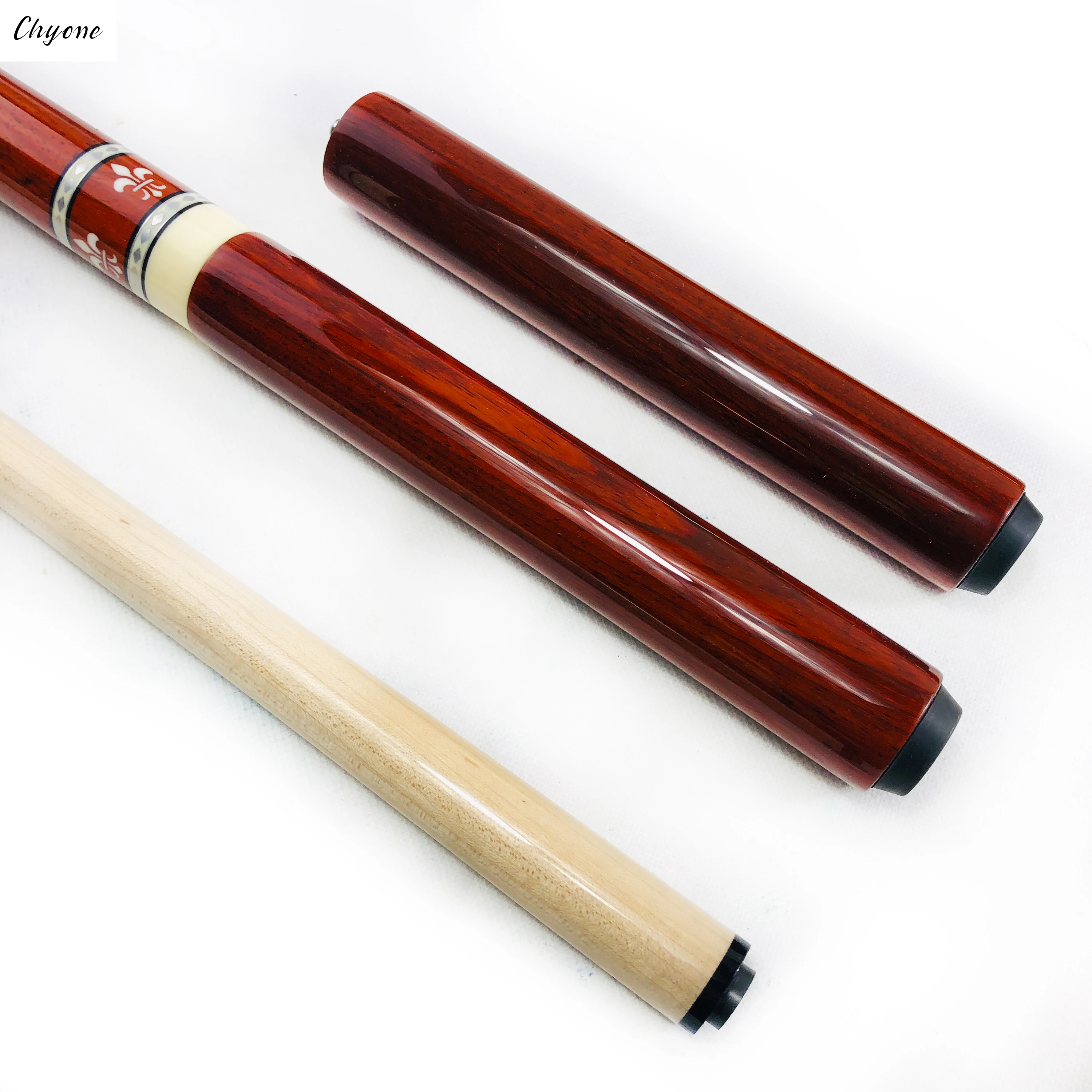 Chyone custom rainbow deisgn sandalwood inlay carom cue spliced carom cue billiard pool cue stick