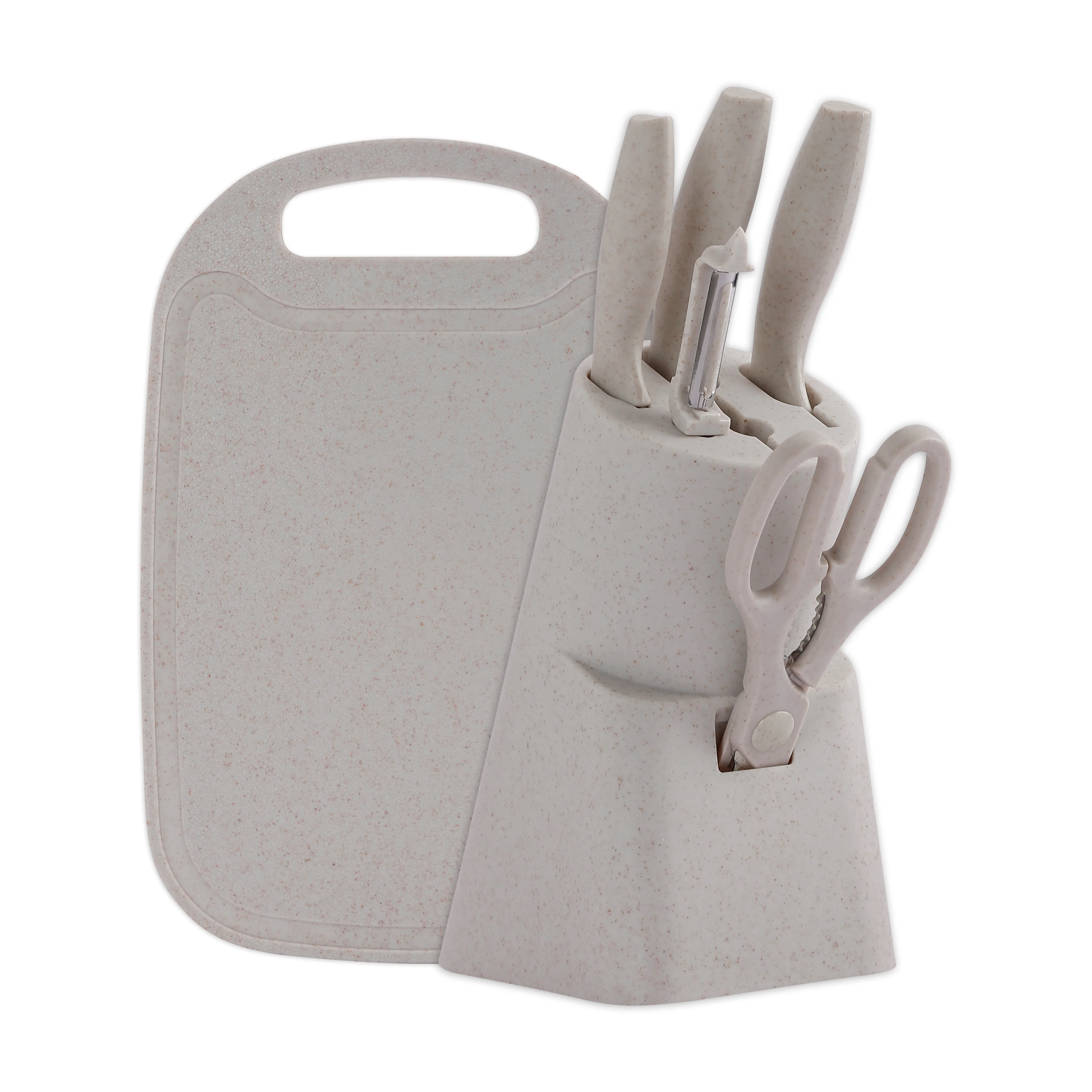 Factory Stainless Steel And Pp 7 Pieces Kitchen Knife Set With Cutting Board