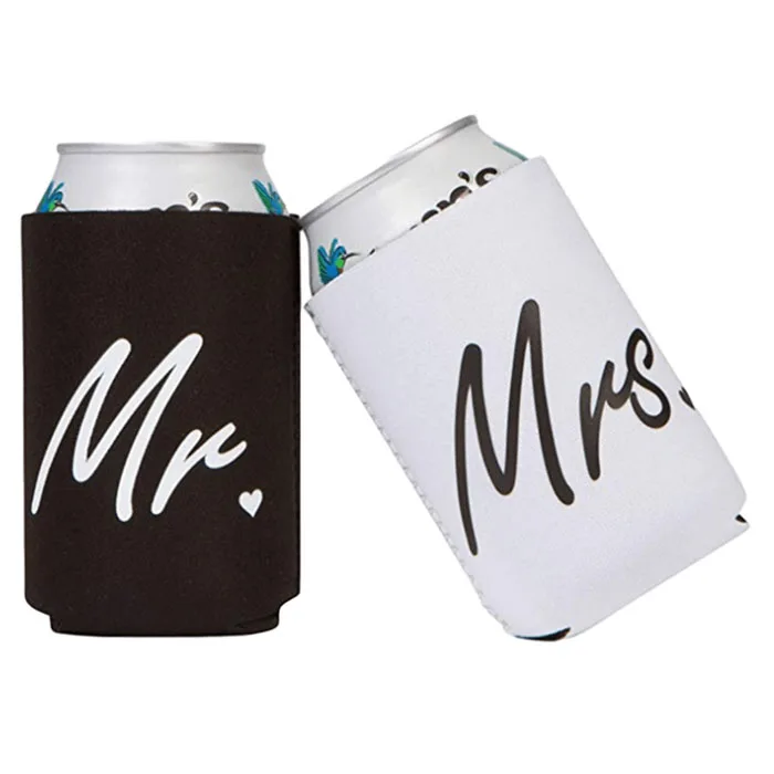 Personalized Logo Collapsible Stubby Can cooler wedding Bride and Groom Party can cooler