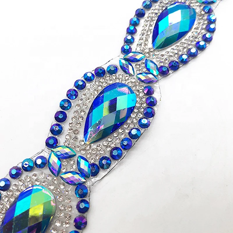 Wholesale Iron On  Resin Rhinestone Appliques Trimming Hot Fix Rhinestone Tape