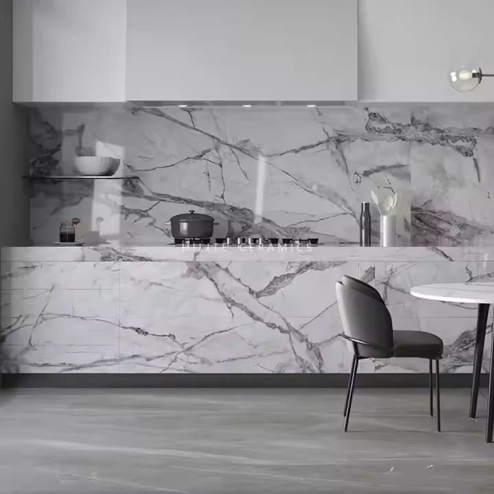 HILITE Foshan Sintered Stone Big Slab Wall Tiles Large Size Ceramics Book Match Marble Polished Glazed Porcelain Wall Tile