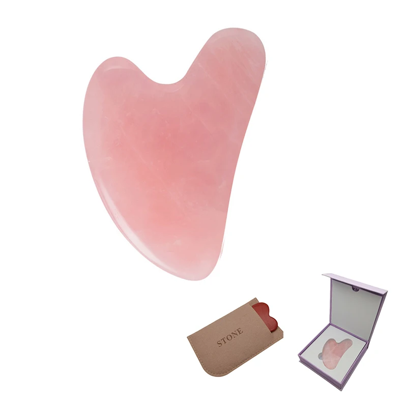 Natural Rose Quartz Slice Gua Sha Traditional Acupressure Guasha Massager