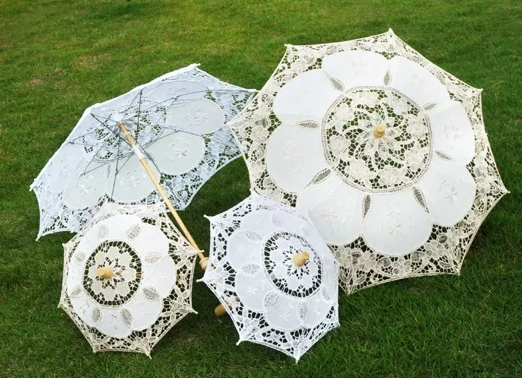 Western style famous lady stage performance lace umbrella photography bridal umbrella wedding bride white lace umbrella