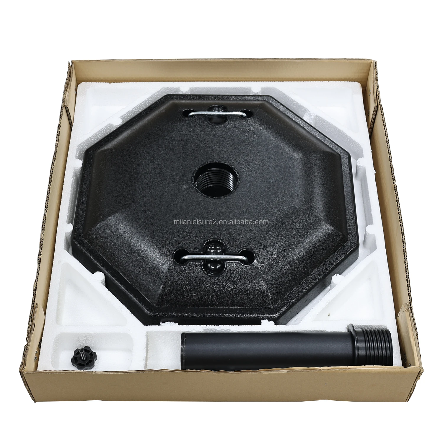 28KGS BLACK OCTAGONAL CEMENT UMBRELLA BASE WITH 2 HANDLES