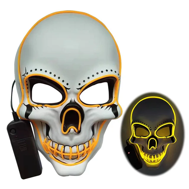 Led Light Up Mask with EL Wire 3 Flashing-Modes for Halloween Cosplay Costume and Party Supplies,Halloween Scary Mask