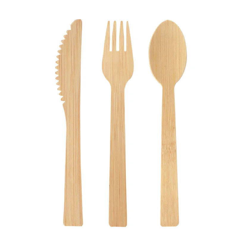Single-Use Knife Carved Bamboo Fork and Chinese Wooden Spoon