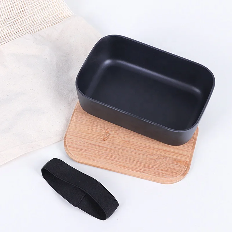 Factory wholesale eco bamboo fiber lunch box with bamboo lid