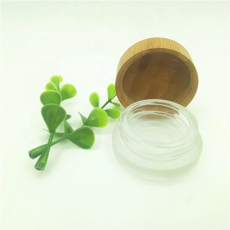Luxury Face Cream Bottle Frosted Glass Cosmetic Jar Skincare Glass Packaging With Bamboo Cap