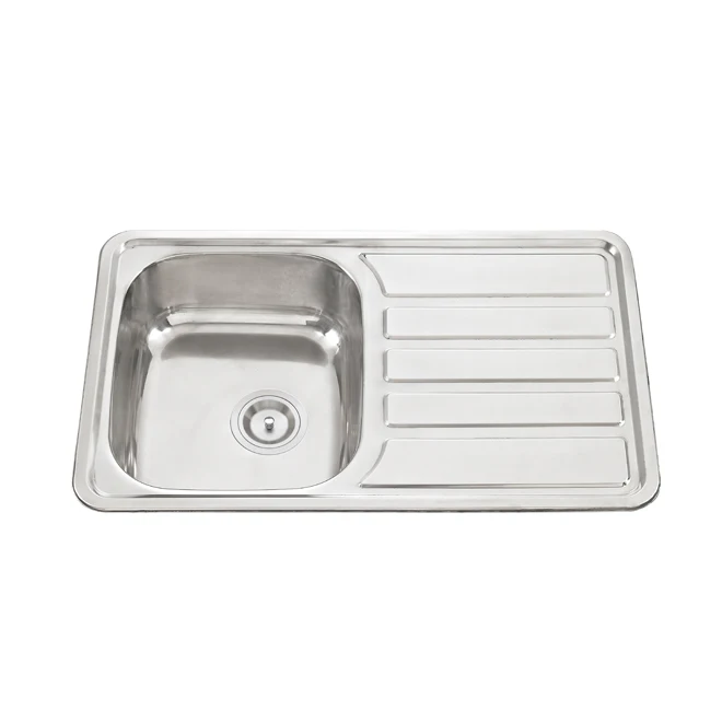 SUS 304 overmount press drawing single kitchen sink single drainboard sink