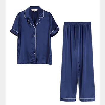 2023 new fashion luxury 100% pure silk pajamas set for men