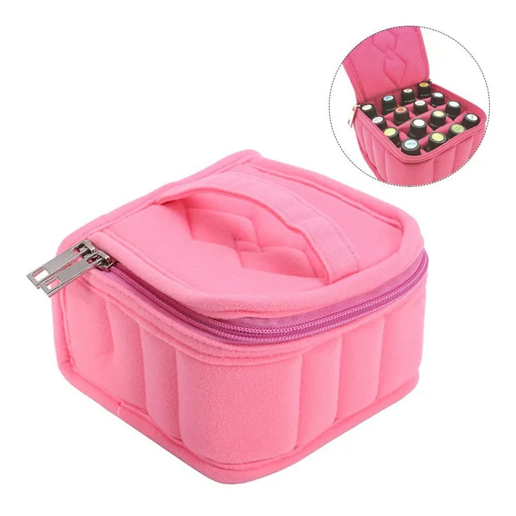 16 Bottles 5-15ml Essential Oil Carrying Case Holder Travel Portable Nail Polish Storage Bag