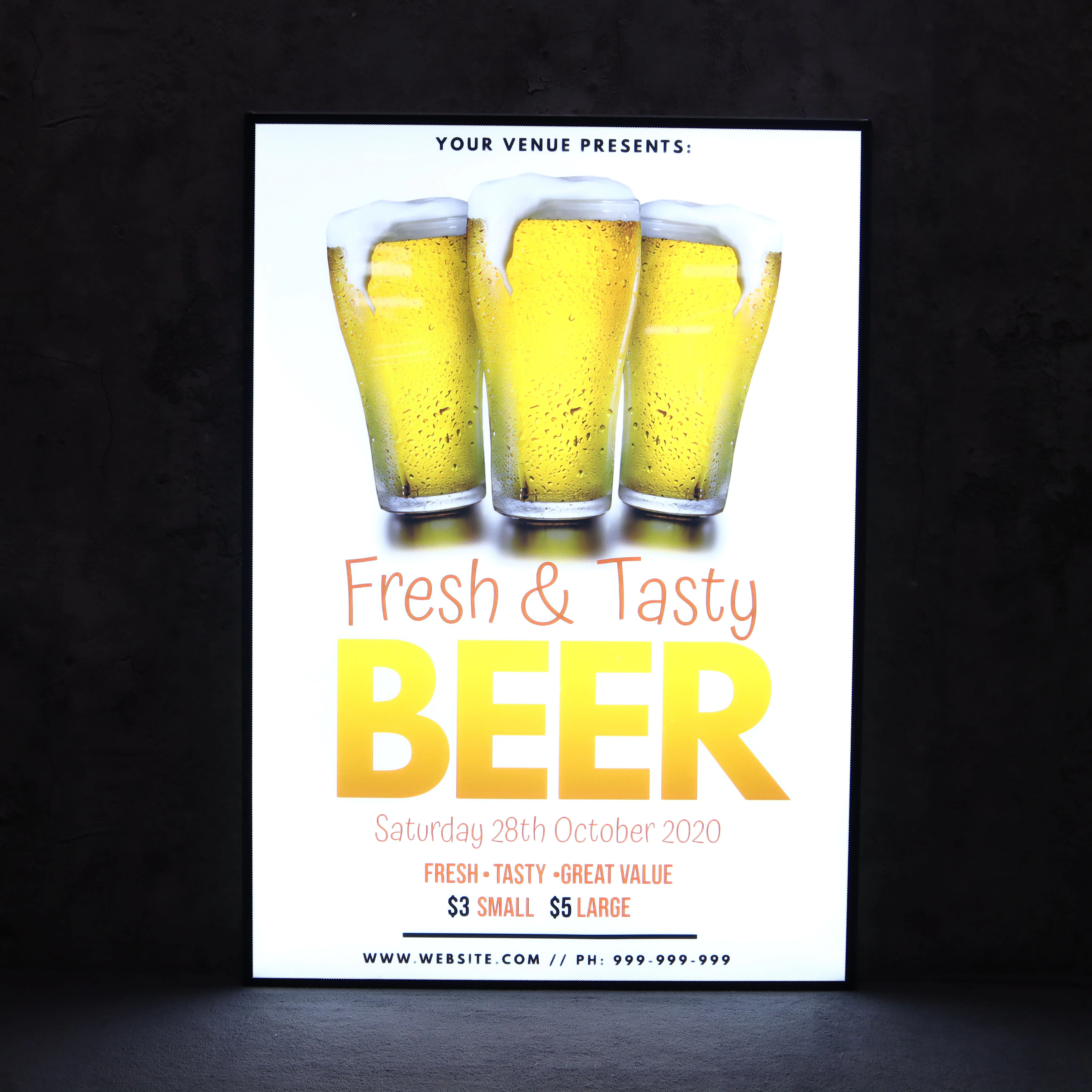 Hot Sale LED Ultra-Thin Slim Light Box Aluminum Pull Out Poster Luminous Light Box for Restaurants, Stores