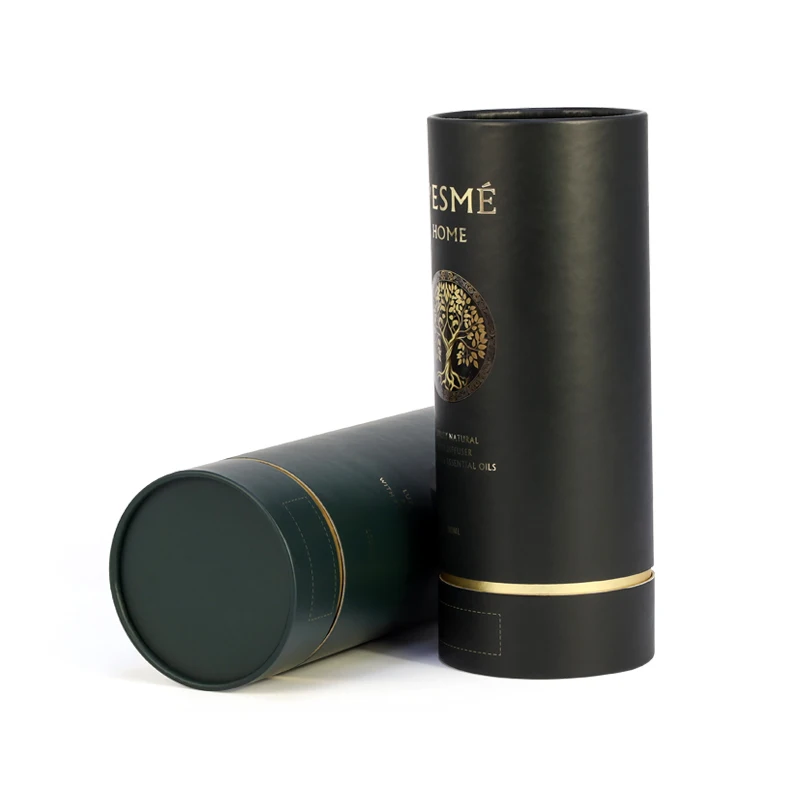 Custom hot stamping logo cardboard cylinder round paper box packaging tube for shampoo perfume face cream lotion with EVA foam