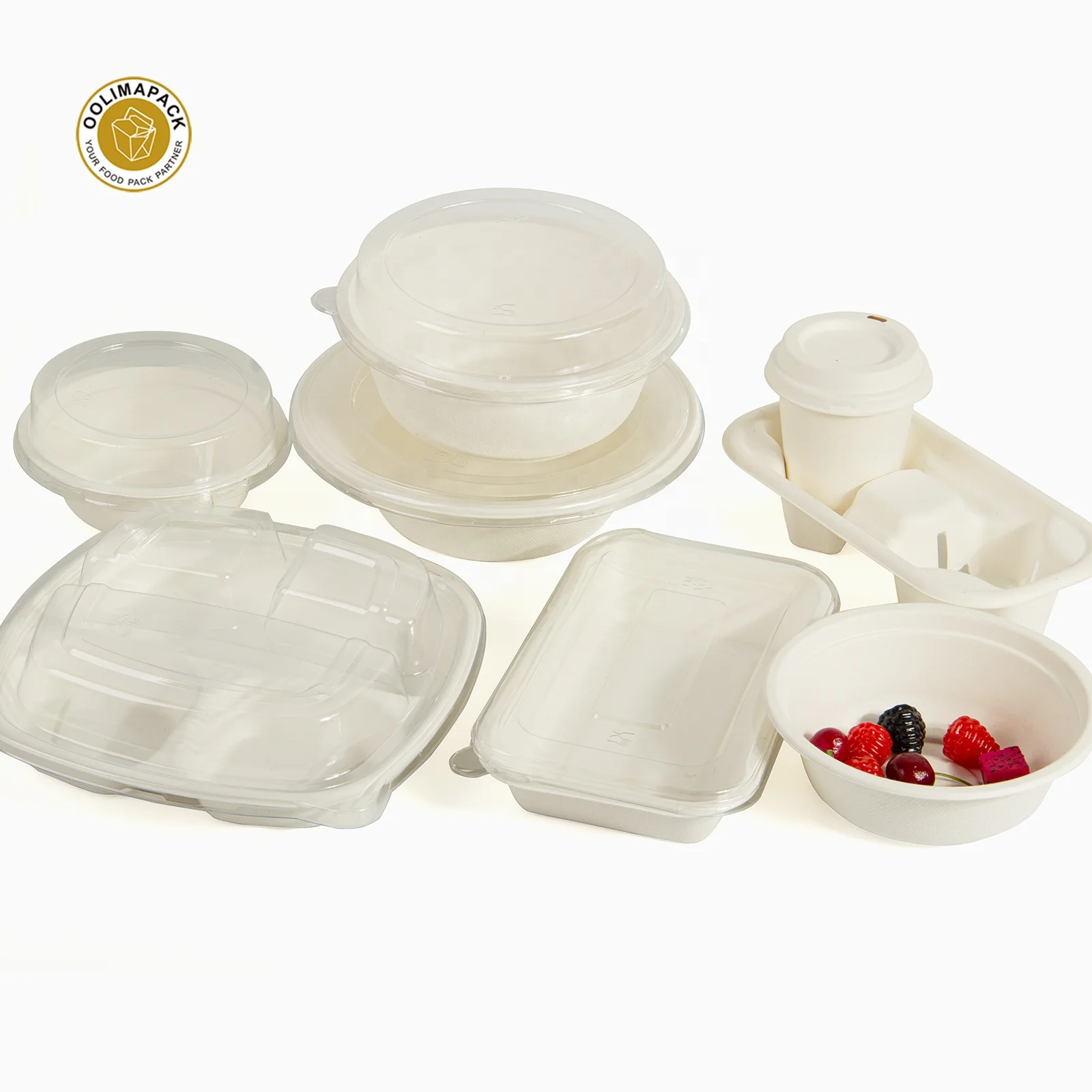 Disposable Customization Sugarcane Bagasse Tray with Lid  Eco Friendly Products Bagasse Lunch Box Container