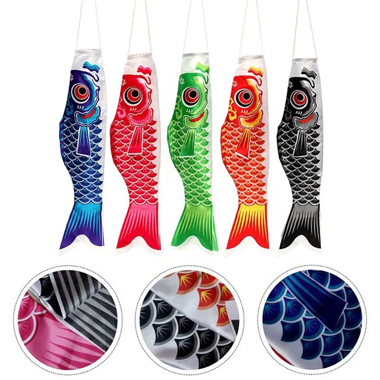 Japan Koi Nobori Flag Windsocks Fish Flag Hanging Decor Column Fish Windsock