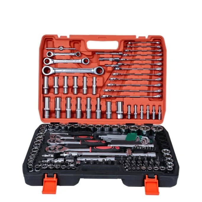 High Quality 151 Pcs 1/4' 3/8' 1/2' Portable Plastic Box Automotive Hand Tools Set With Socket Wrench Tool Kit