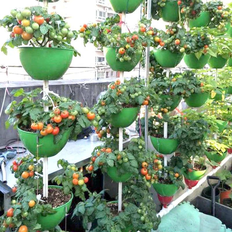 OMANA 2023 Green Color Vertical Flower Pot Stackable Hydroponics Growing Pot