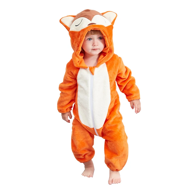 OEM Wholesale Kids Jumpsuits Infant Girls Boys Cosplay Clothes Winter Animal Newborn Baby Rompers