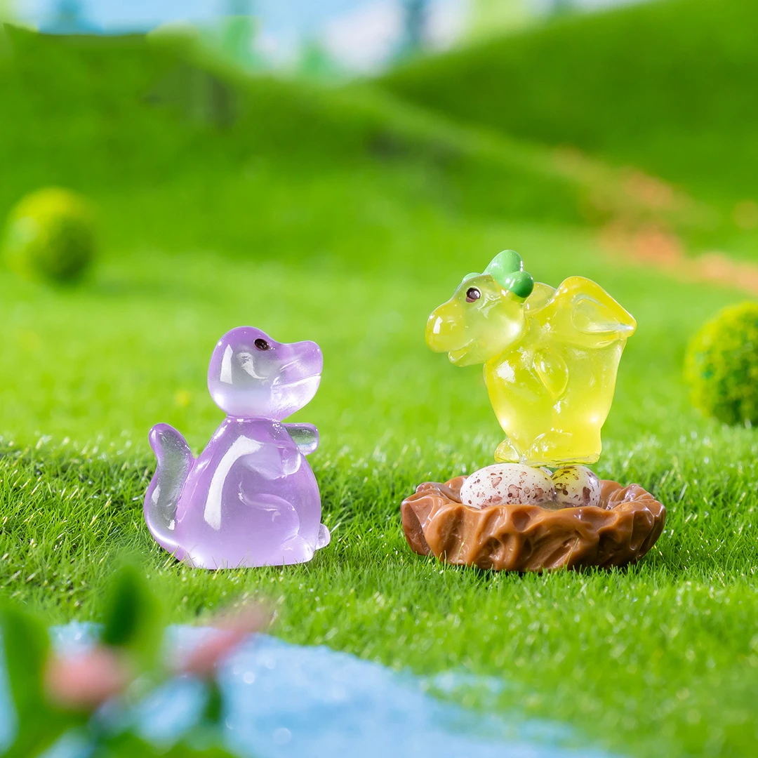 10 Pcs/set Luminous Glowing Resin Dinosaur Ornaments for Garden Yard Lawn Landscape Decorations Animal Desktop Craft Decor