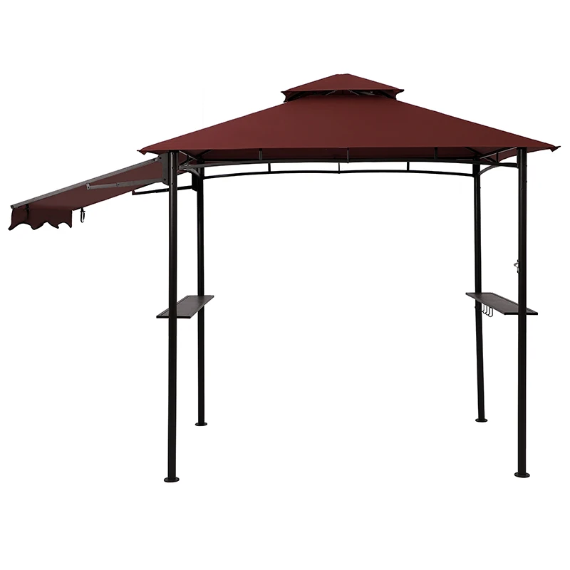 Easy Waterproof Double Vent BBQ Gazebo Shelter With Extra Awning For Outside Parties
