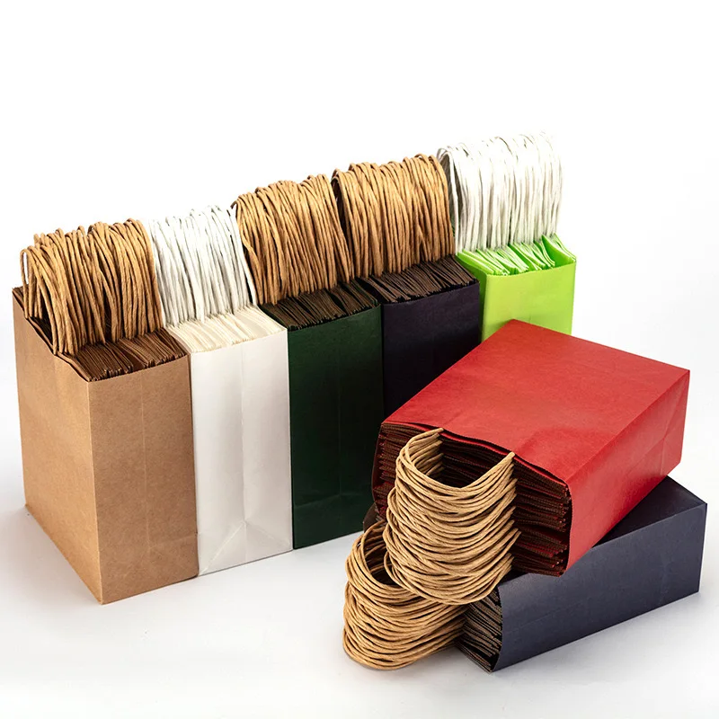 wholesale Recycled Gift Bags With Twisted Handles Brown Kraft Paper Bags For Retail Business