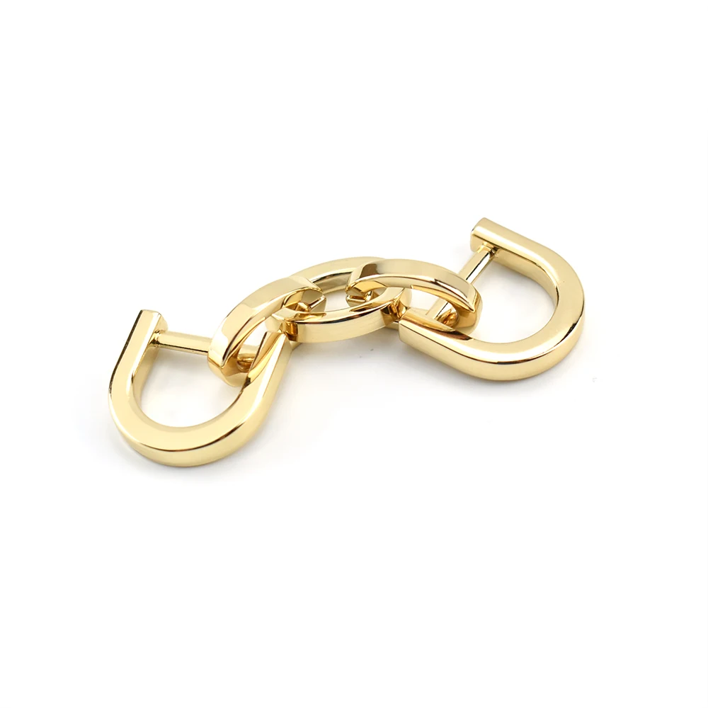 High Quality 14mm Gold Luxury Smooth Surface Shoe Buckle with D Ring