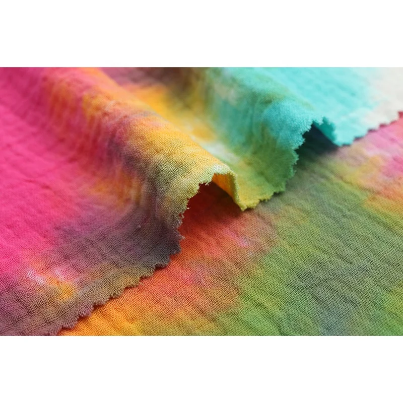 2022 new trend 120gsm 100% cotton crepe fabric double layer gauze fabric for skirt