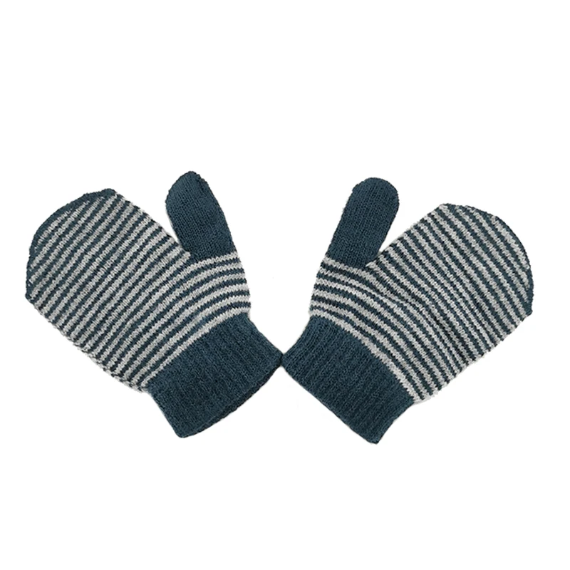 Зимние Детские Волшебные варежки, вязаные рукавицы, полосатые перчатки