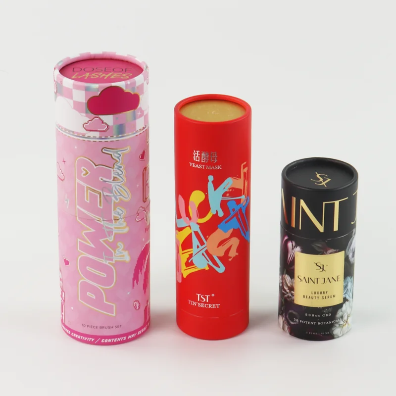 Biodegradable Custom Printed Empty Round Cylindrical Tall Cajas De Carton Tube Shape Cardboard Round Tea Box Packaging
